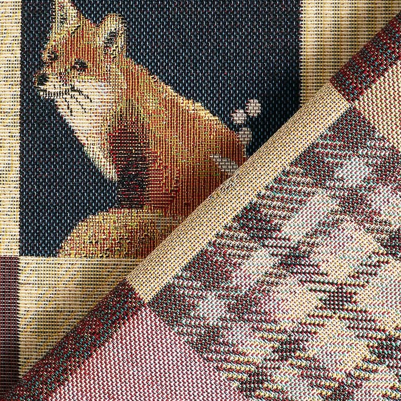 Decor Fabric Tapestry Fabric autumnal patchwork – light beige/carmine,  image number 4