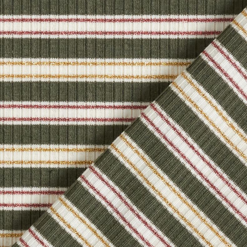 glitter stripes ribbed jersey – khaki,  image number 4