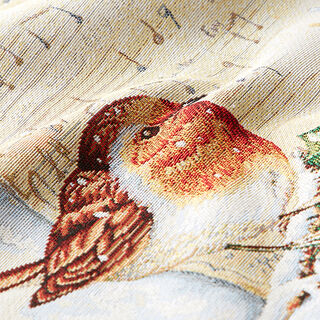 Decor Tapestry Fabric Robin with Sheet Music – white, 