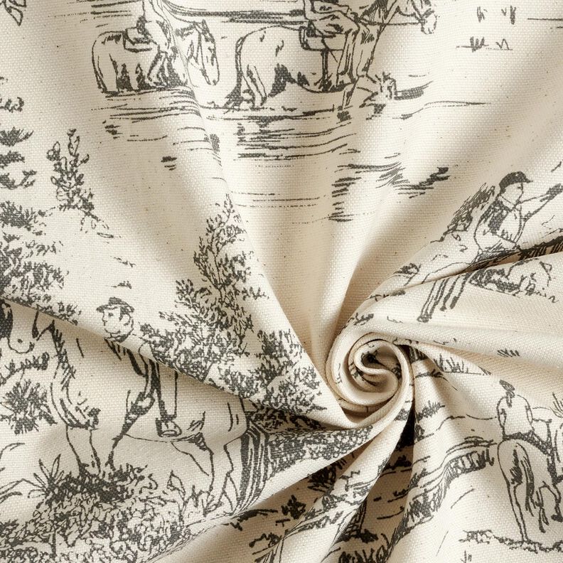 Decor Fabric Panama Riding – grey/natural,  image number 3