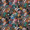 Decor Fabric Half Panama musical instruments – black/pink,  thumbnail number 1