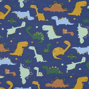 French Terry Dinosaurs | Poppy Fabrics – indigo/light blue, 