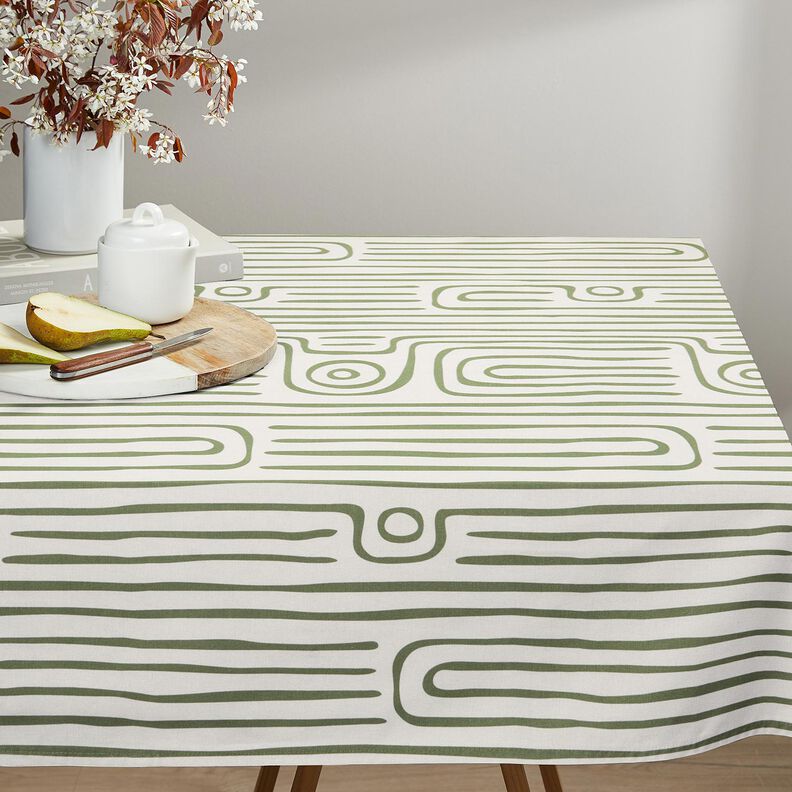 Decor Fabric Half Panama abstract striped pattern – pine/natural, image number 7