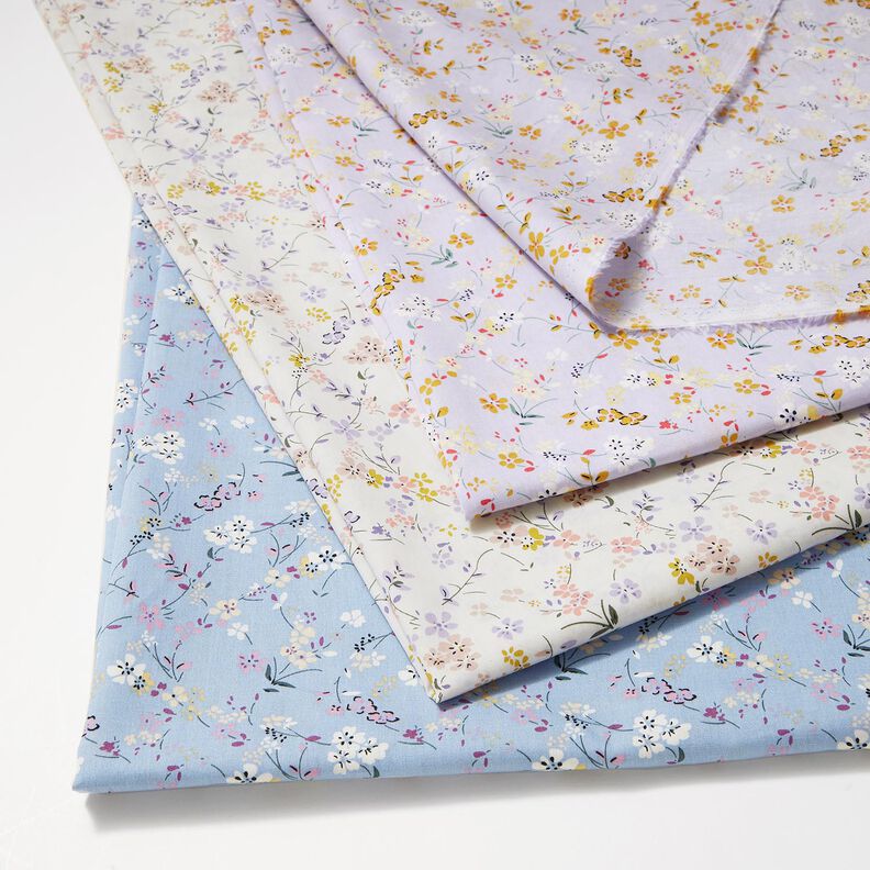 Delicate flowers cotton poplin – pastel mauve/curry yellow,  image number 5