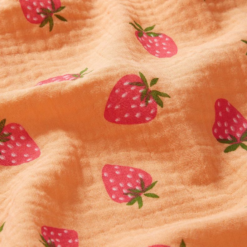 Double Gauze/Muslin Strawberries – apricot,  image number 2