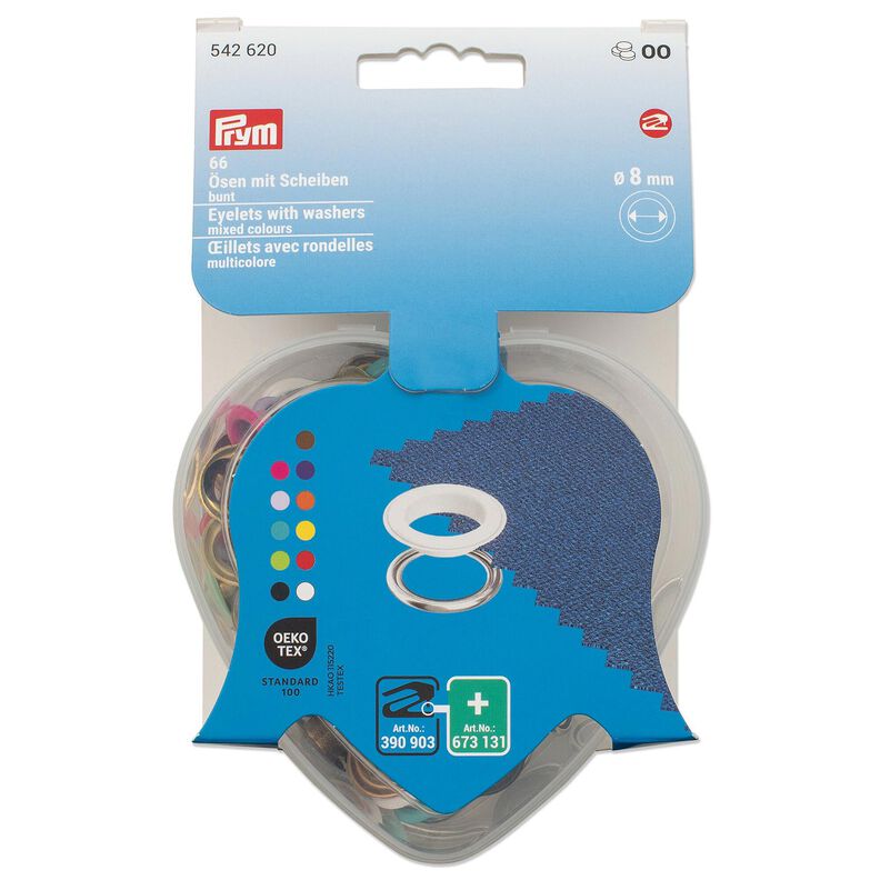 Eyelets with discs, in heart box [8 mm] | Prym – red,  image number 4