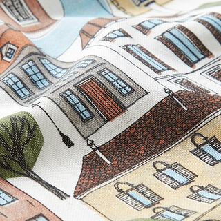 Decor Fabric Half Panama Little town – offwhite/olive, 