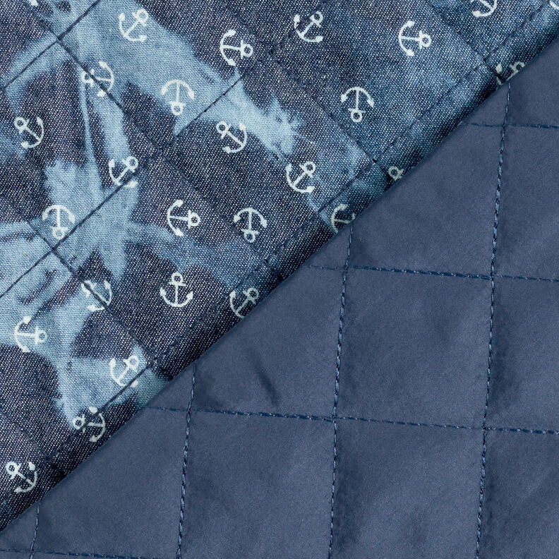 Tie-dyed anchor chambray quilted fabric – denim blue,  image number 5