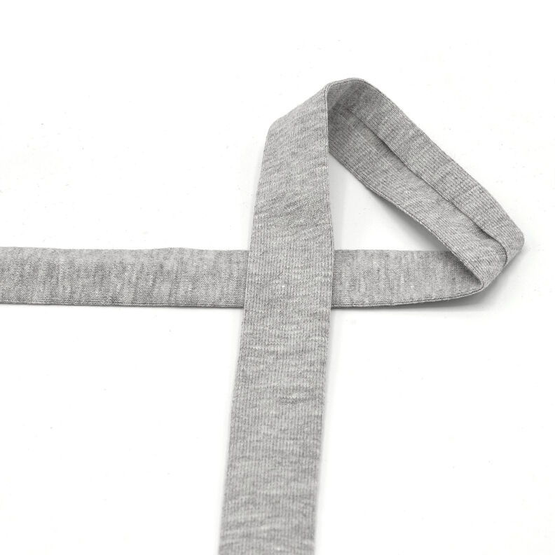 Bias binding Cotton Jersey Mottled [20 mm] – light grey,  image number 2