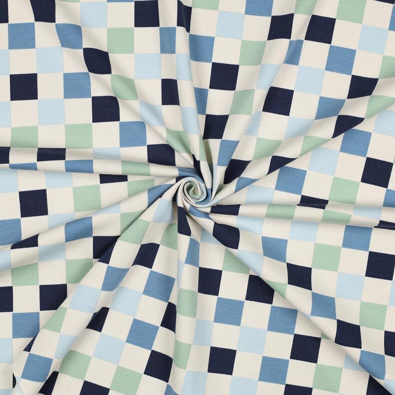 Cotton Jersey Check| Poppy Fabrics – natural/blue grey,  image number 3