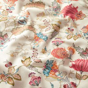 Decor Fabric Canvas abstract dahlias – cream/hollyhock, 