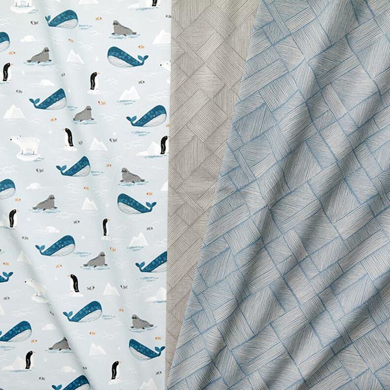 Decor Fabric Half Panama Animals in the Ice – baby blue/white, image number 5
