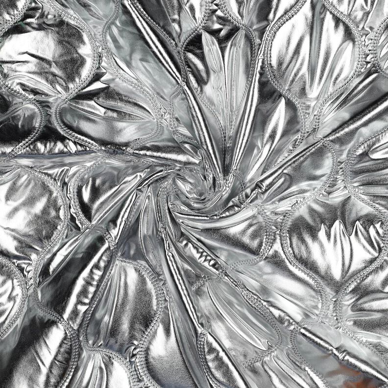 Quilted Fabric serpentine lines – metallic silver, image number 3