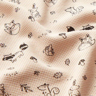 Waffle Jersey Woodland Animals – natural/black, 