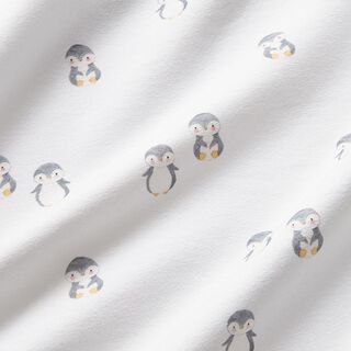 Cotton Jersey cute penguin Digital Print – white, 