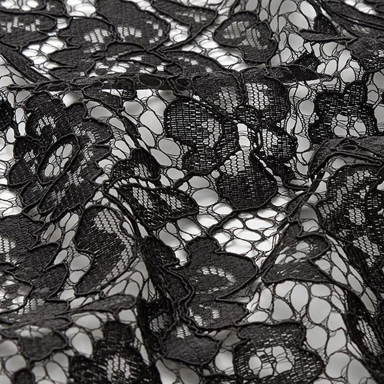 Lace with double-sided floral scalloped edge – black,  image number 3