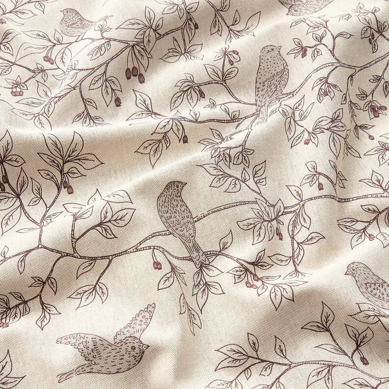 Decor Fabric Half Panama Songbirds – natural/burgundy,  image number 2