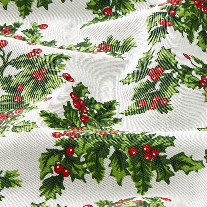 Canvas Decor Fabric Mistletoe Twigs – green/red, image number 2