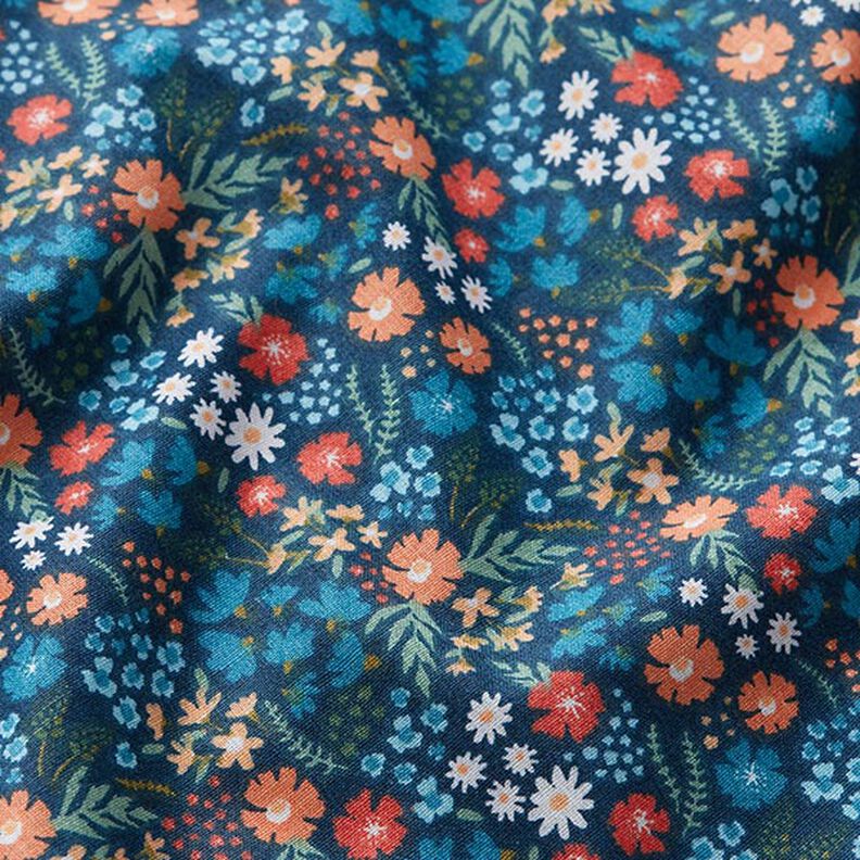 Cute flowers organic cotton poplin – ocean blue,  image number 2