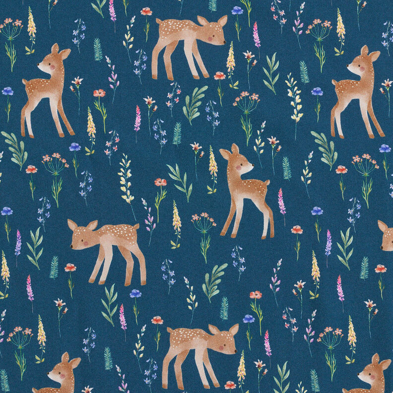 Softshell Fawn in the meadow Digital Print – navy blue,  image number 1