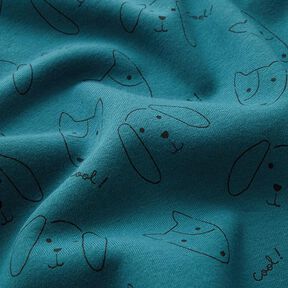 Brushed Sweatshirt Fabric dog faces – petrol, 