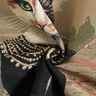 Panel Tapestry Fabric elegant cat – dark beige/black,  thumbnail number 3