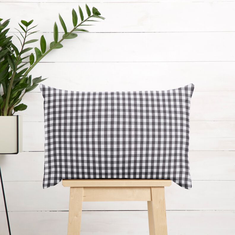 Cotton Vichy check 1 cm – pearl grey/white,  image number 6