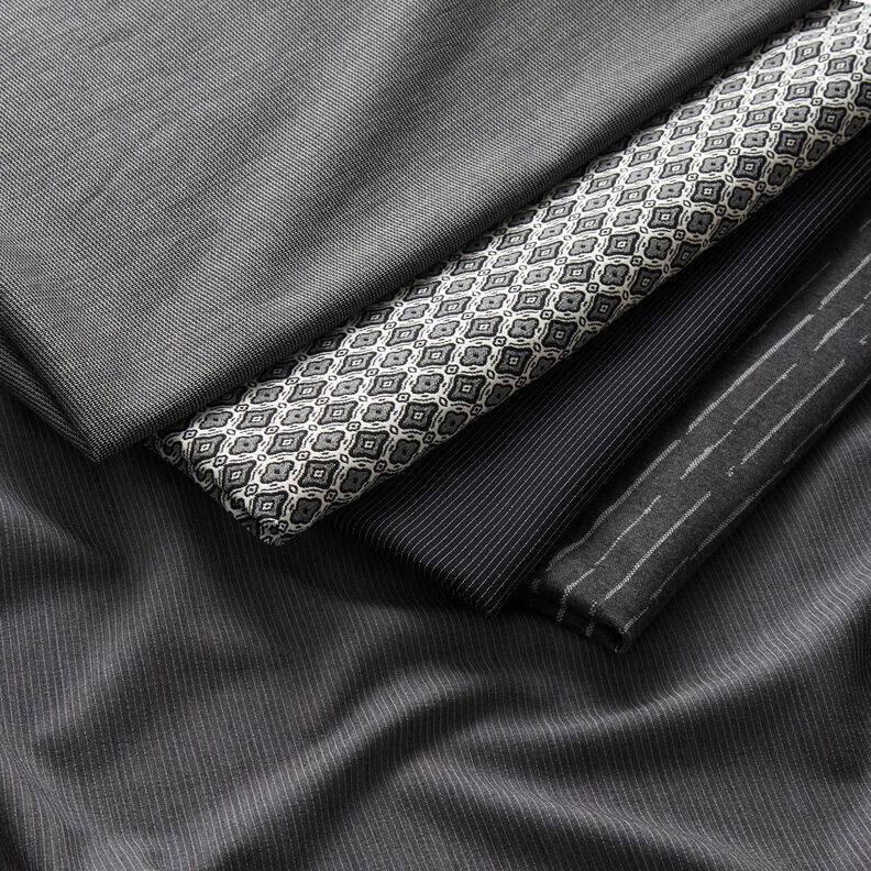 Trouser fabric stretch zig-zag – silver grey/black,  image number 5