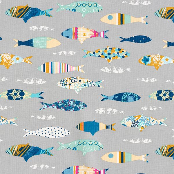 Cotton Cretonne abstract fish – silk grey,  image number 1