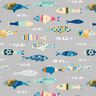 Cotton Cretonne abstract fish – silk grey,  thumbnail number 1