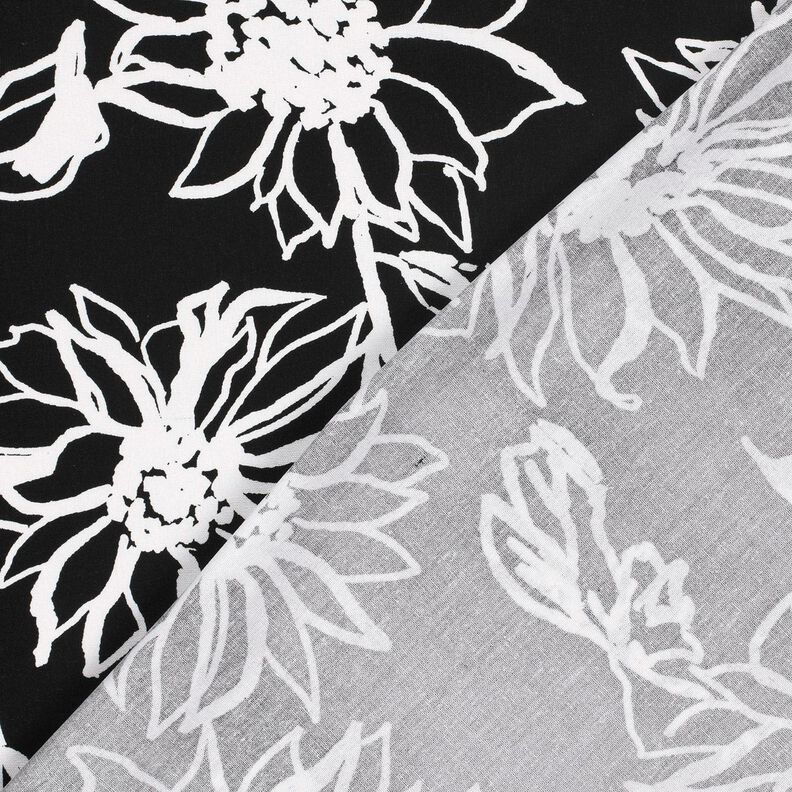 Viscose Linen Blend abstract sunflowers – black/white,  image number 4