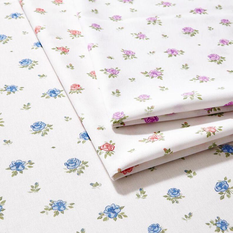 Cotton Poplin Delicate Roses – red/white,  image number 5