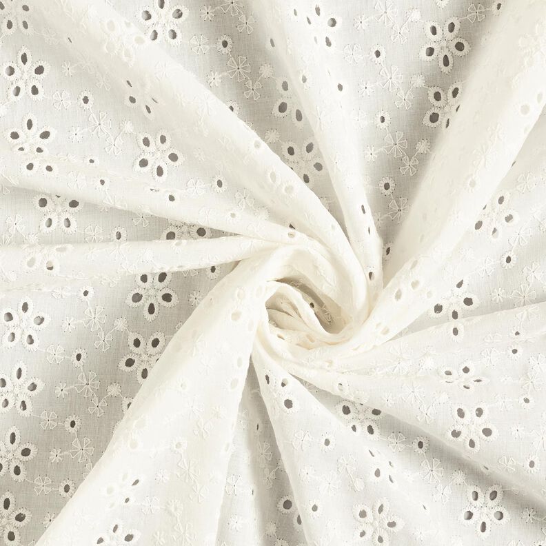 Cotton Batiste Broderie Anglaise rows of flowers – offwhite,  image number 5