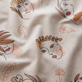 Decor Fabric Half Panama delicate faces – natural/rosé, 