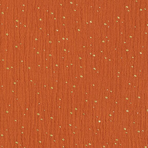Scattered Gold Polka Dots Cotton Muslin – terracotta/gold, 