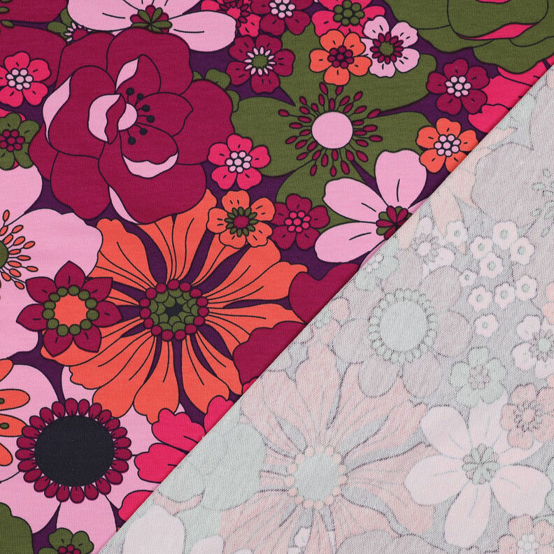 French terry Bloomster | Nerida Hansen – berry/orange | Remnant 60cm,  image number 4