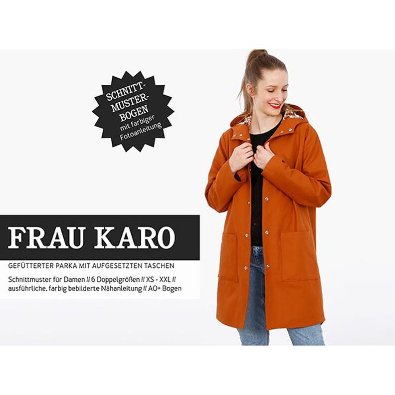 FRAU KARO - lined hooded parka with patch pockets, Studio Schnittreif  | XS -  XXL,  image number 1