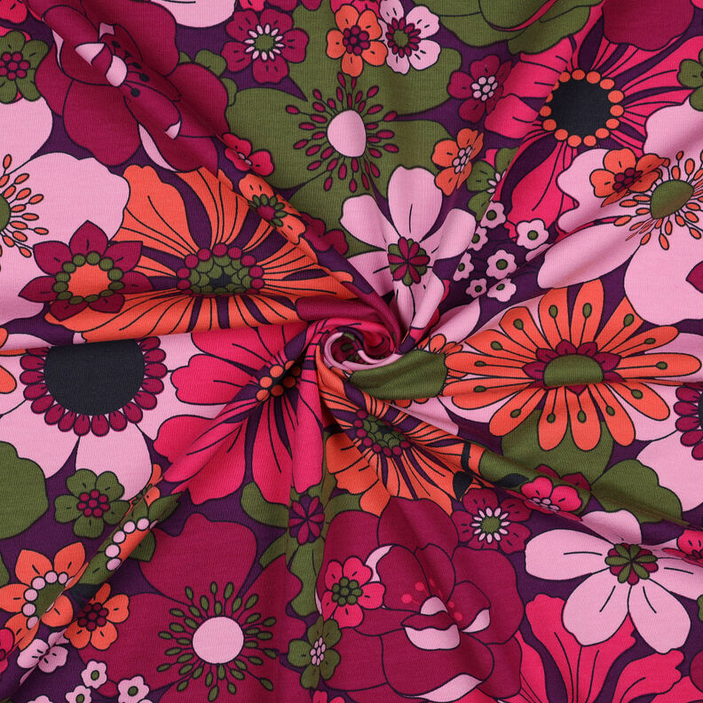 French terry Bloomster | Nerida Hansen – berry/orange | Remnant 60cm,  image number 3