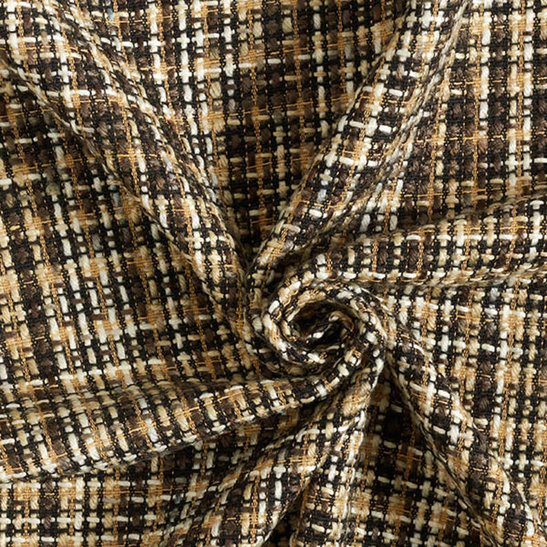 Checks Wool Blend Coating Fabric – beige/black,  image number 3