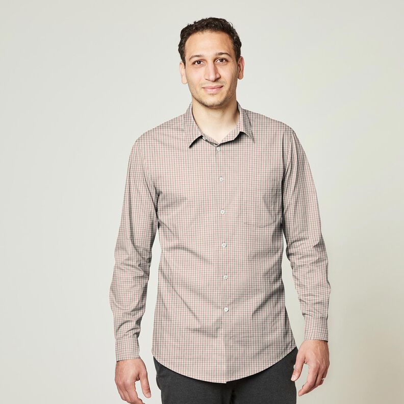 Shirt fabric fine check – beige/navy blue, image number 6