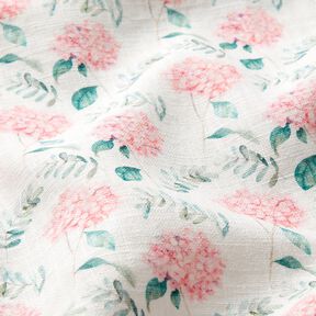 Delicate hydrangeas linen blend – ivory/pink, 