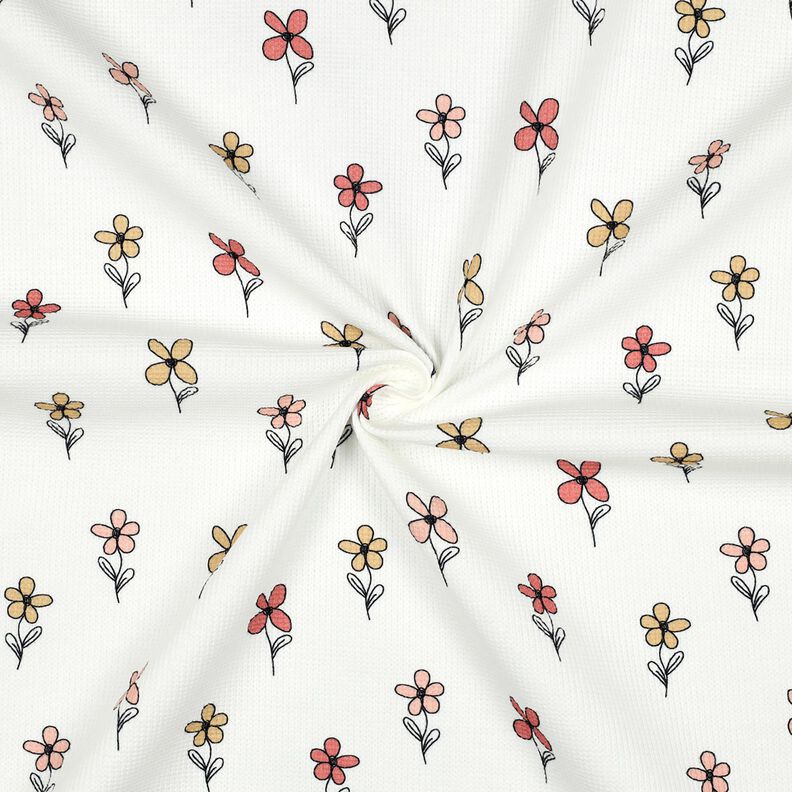 Waffle Jersey Flowers | Poppy Fabrics – ivory/apricot, image number 3