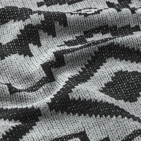 Knitted fabric ikat pattern – grey/black, 