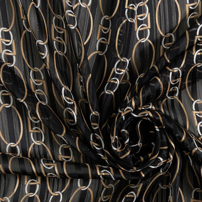 Glitter pinstripe chain links chiffon – black/white, image number 3