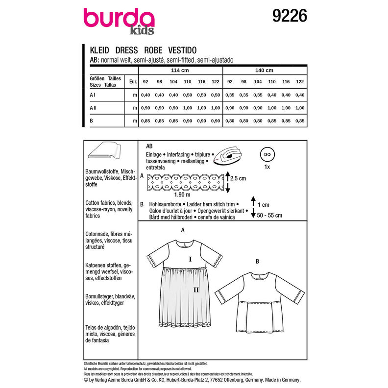 Dress | Burda 9226 | 92-122,  image number 9