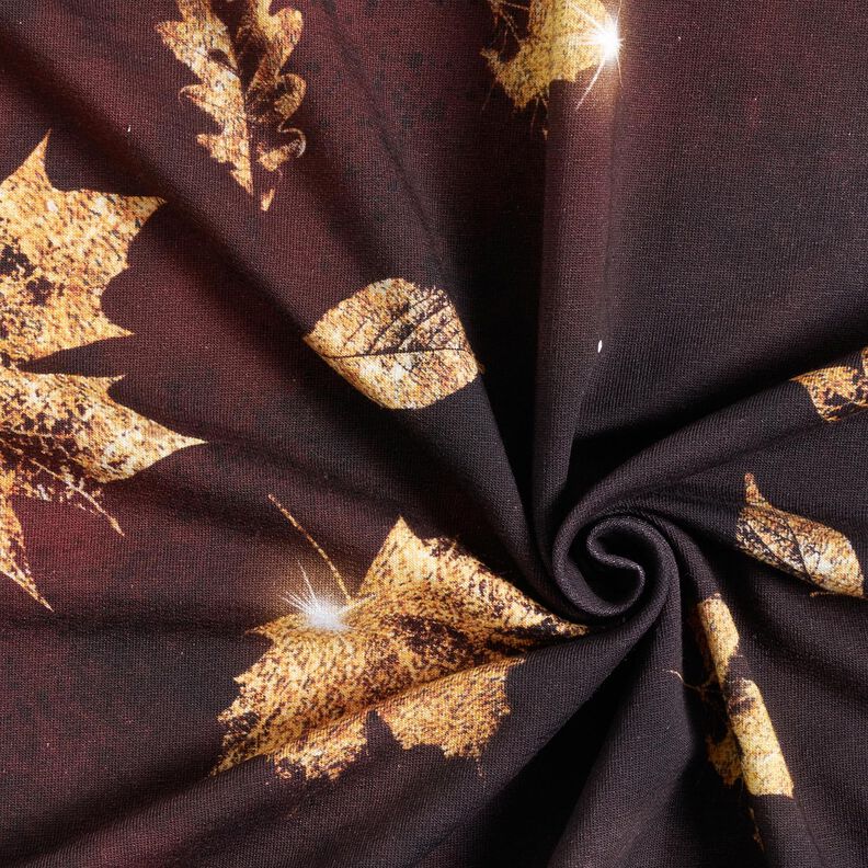 French terry golden autumn | Glitzerpüppi – burgundy/gold, image number 3