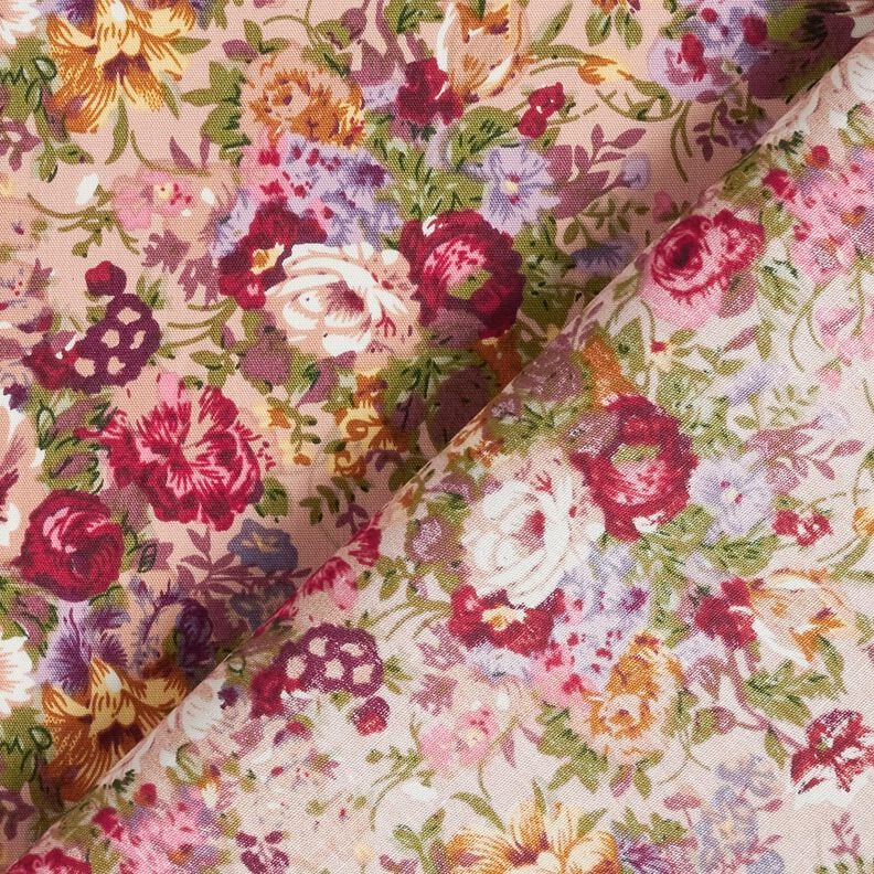 Cotton Poplin romantic flower bouquet – light dusky pink/carmine, image number 4