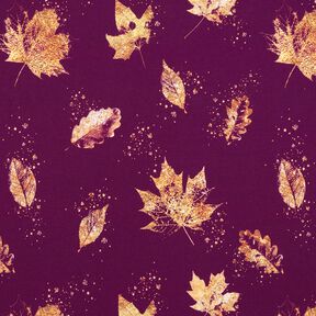 French terry golden autumn leaves | Glitzerpüppi – grape/gold, 