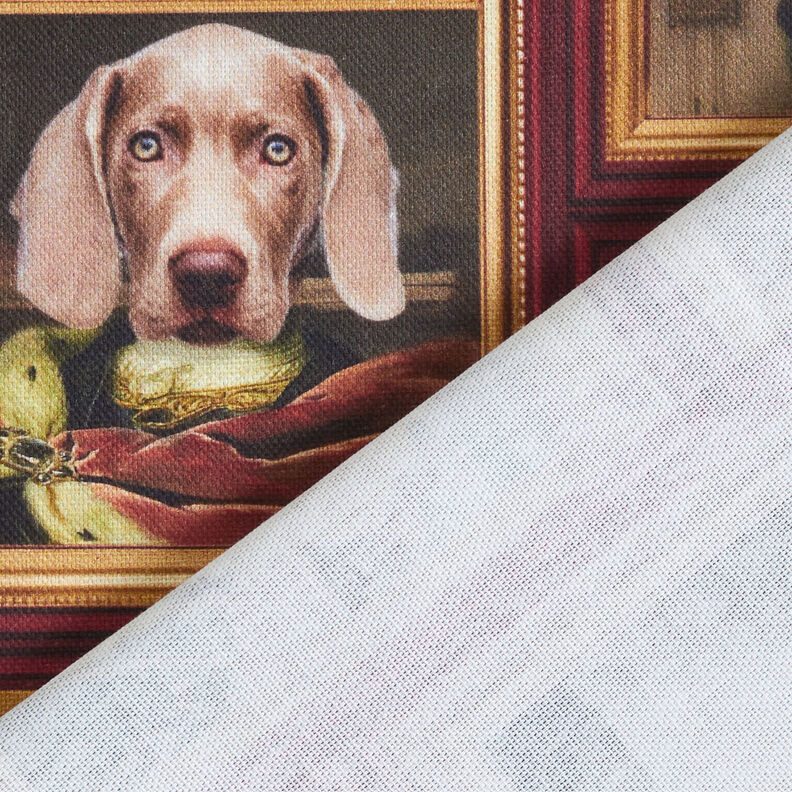 Decor Fabric Half Panama Dog portraits – carmine/gold,  image number 4