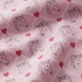 Cotton Cretonne Horses and hearts, pink – pink, 